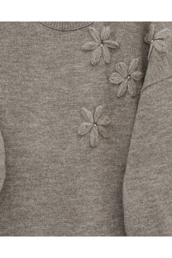 Modamorfo Floral Patterned Stoned Soft Knit Sweater - Earth