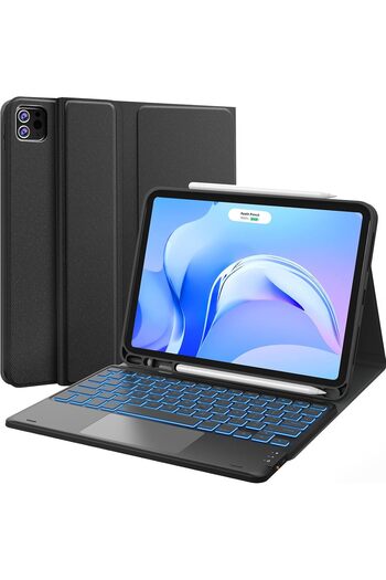 HYX for iPad Air 11 Inch Case with Keyboard M3/M2 (2025/2024), 7-Color Backlight, Multi-Touch Tr