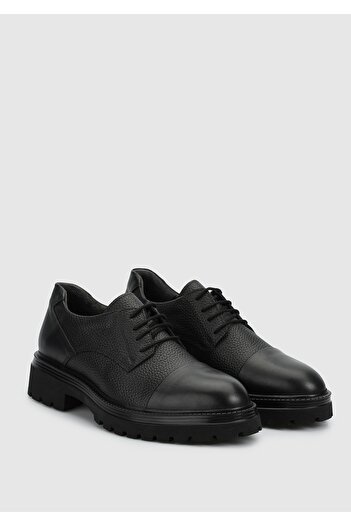Provoq Black Leather Men's Shoes