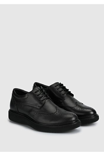 Provoq Black Leather Men's Shoes