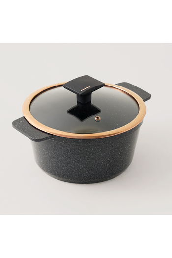 Alberto aluminum casserole with glass lid 2.5L, black