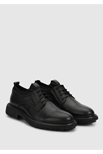 Provoq Black Leather Men's Shoes