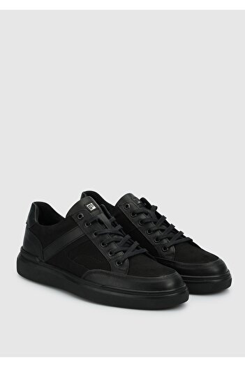Provoq Black Leather Men's Shoes
