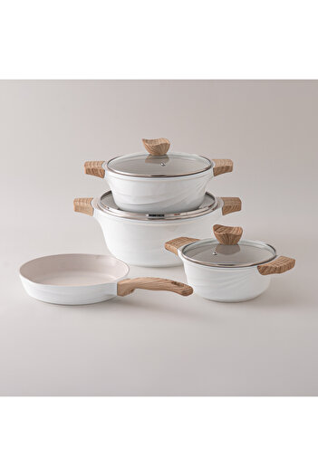 Alberto almuinum 7pcs cookware set, white
