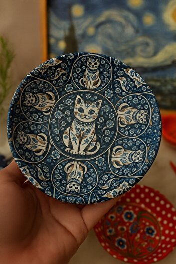 Joie Maison Miav Metal Sosluk Çerezlik Sunum Kasesi Kedili Desen (9x3cm)
