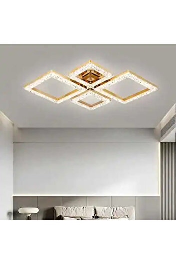 LED CONCEPT Smart LED chandelier with remote control and three types of light, square, 100W, dimmable, 78x55x14cm