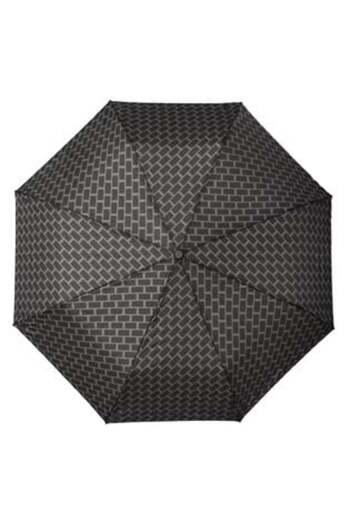 OEM Folding Manual Black Taupe Rain Umbrella with Linear Pattern 24.5 cm