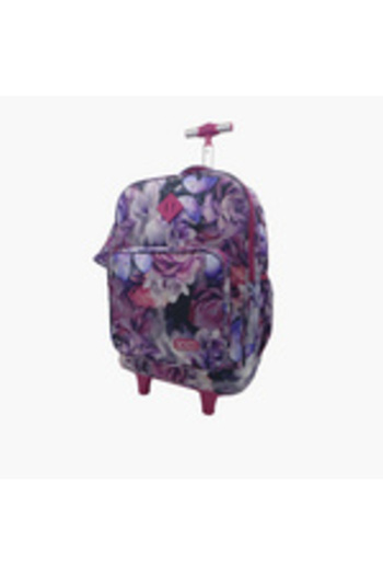zmzm Trolley Backpack with Floral Print and Pencil Case - 18 Inches