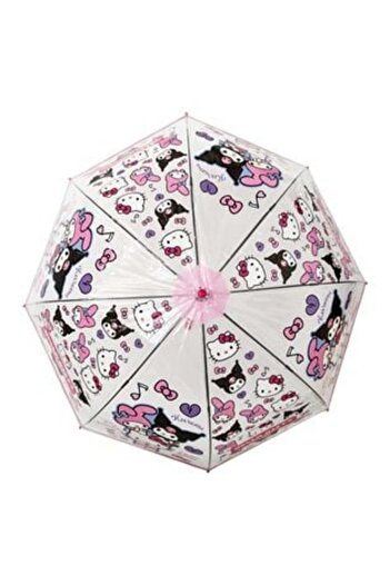 Hello Kitty Automatic Cane Umbrella Fuchsia Transparent with Model for Kids 82 cm
