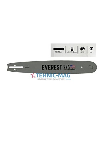 Everest Chainsaw Bar 40 cm, Pitch .325, 1.3 mm - 66 Teeth Chain -