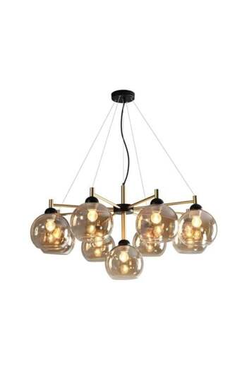 BAB Modern Black + Gold LED Chandelier with Nine Spherical Lights