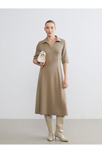 LC Waikiki Özmarka New Season Polo Neck Waist-Fitted Dress