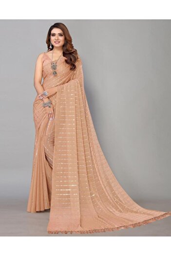 iza Peach Printed Saree