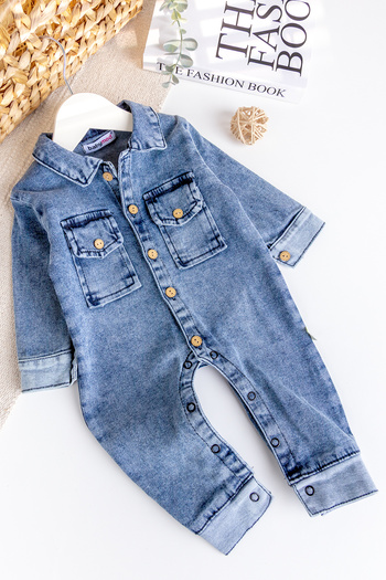 Babymod Flexible Baby Boy Denim Overalls 100% Cotton