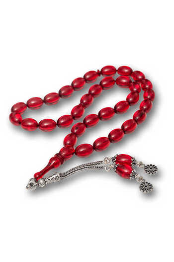 norsary Silver Red Fire Amber Prayer Beads