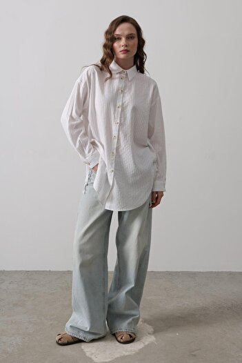 Kanonik Education Side Drawstring Tunic Shirt - White