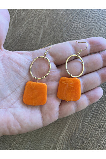 Büyük Hanım Modern Style Acrylic Metal Orange Earrings