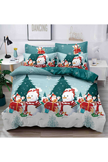 JOJO Bed linen for 2 people with elastic 180x200, ZUBI, gifts, snowman, Finet, 6 pieces