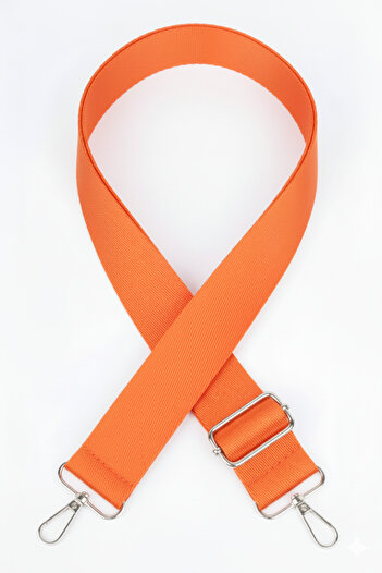 Defnella Orange Polyester Column Adjustable Bag Handle - (125 cm) with Silver Metal Accessories (4cm)