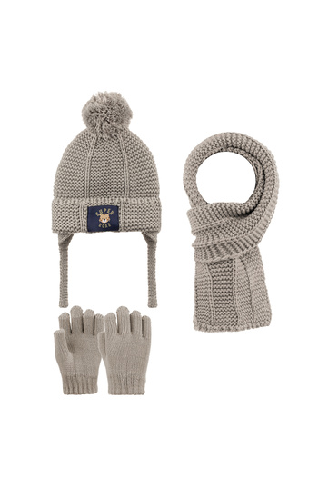Aware Time Kitti 1-4 Years Old Baby Boy & Child Fleece Scarf Beanie Gloves 3-Piece Set