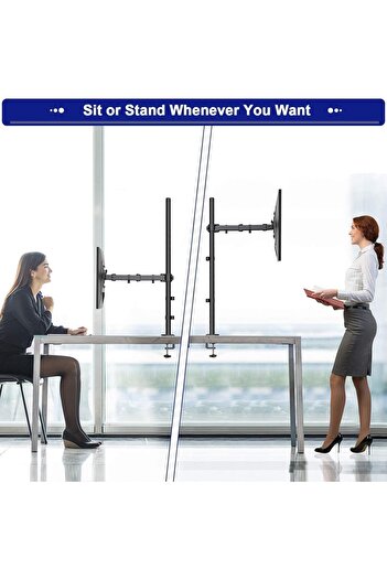 HUANUO Single Monitor Stand Desk Mount - 39 Inch Extra Tall Fully Adjustable Stand with C Clamp/Grom