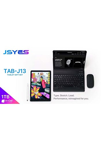 JSYES TAB-J13 Tablet Gift Set – 1TB Storage, 10.1” In-Cell HD Touchscreen, Wireless Keyboard, Bl