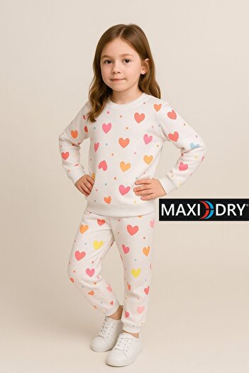MAXI DRY Heart Patterned Girl's Bottom and Top Set