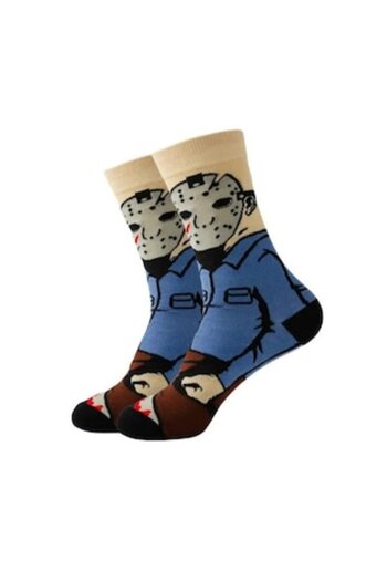 OEM Men's Socks with Fun Pattern, Casual, Anti-Odor, Spring and Autumn, ONE SIZE, Brown/Cream