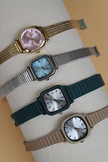 Luvix Design Beige Cord Strap Square Dial Women's Wristwatch