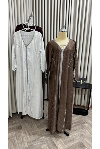 NALA FASHION Jalabiya in brown, white and black