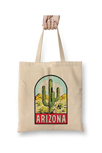 Toyaso Arizona America Vintage White Tote Bag Long Handle Shopping Bag Beach Bag