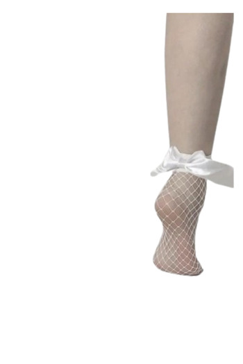 OEM Women's mesh socks with bow, thin and breathable, one size 36-39, white