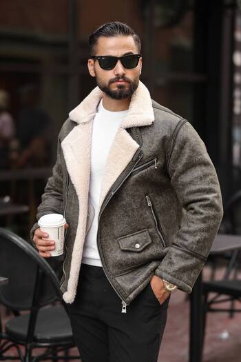 KOCCI New Season Water and Cold Resistant Faux Fur Detailed Winter Men's Jacket Coat
