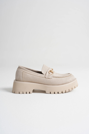 MFT AYAKKABI Women's Daily Comfortable Buckle Loafer Beige Suede