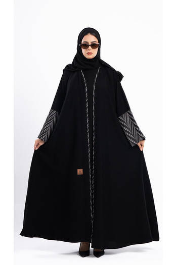 Hasnaa Abaya Good Jacquard Abaya in Silver