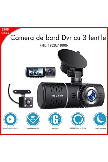 Juls & sim Camera Auto de Bord Juls&Sim®, Triplu Obiectiv, HD 1080P + 480P