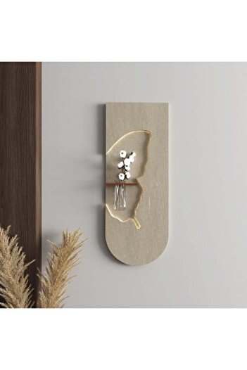 SND Wall-mounted Wooden Shelf with Lighting and Vase