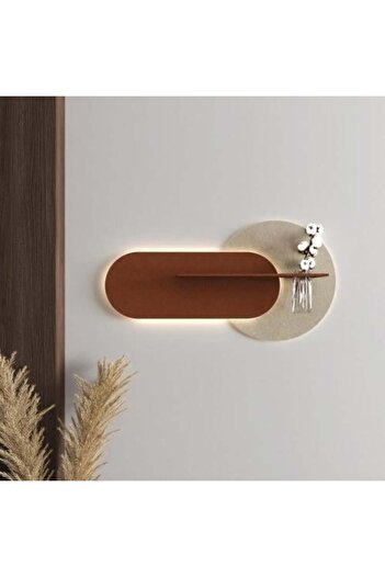 SND Wooden Wall Shelf with LED Light and Vase