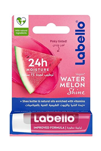 LABELLO Lip Balm, 24h Moisturising Lip Care, Watermelon Shine, 4.8g