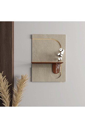 SND Wooden Wall Shelf with LED Lighting and Vase