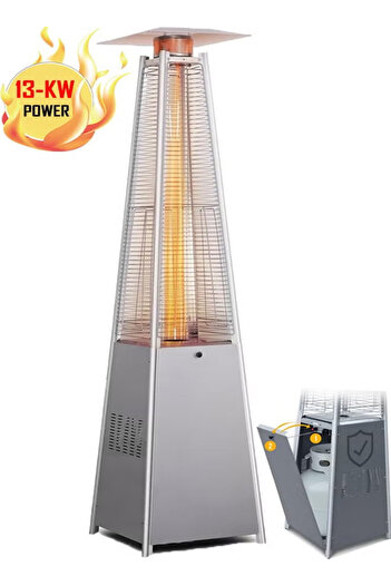 TOSCANA U Outdoor Gas Fireplace and Heater with Quartz Glass Tube for Outdoor Patio Gardens and Restaurants