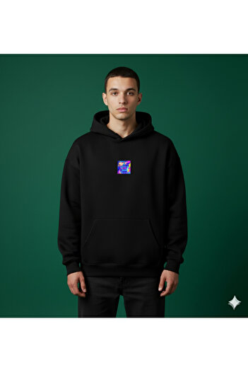 By Caspita Fashion Lenithra Las Vegas Back Printed Unisex Oversize Black Hoodie