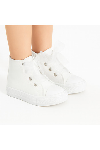 KATEYLER White Glitter Long Zippered 21-30 Lighted Girls' Sports Shoes