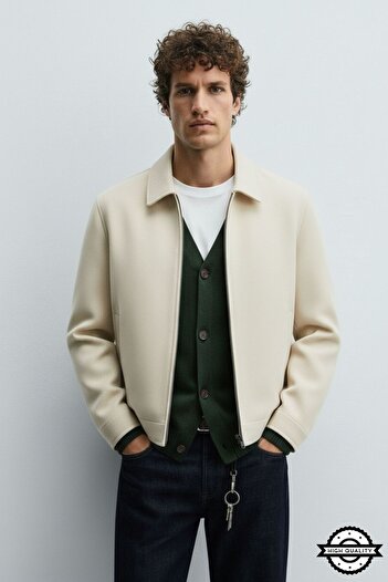 KOCCİ BUTİK New season relaxed fit premium men's short cashmere coat jacket