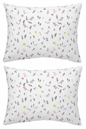 makiteks 100% Cotton 2 Pieces 35X45 cm Patterned and Plain Dyed Baby Pillowcases