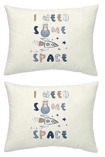 makiteks 100% Cotton 2 Pieces 35X45 cm Patterned and Plain Dyed Baby Pillowcases