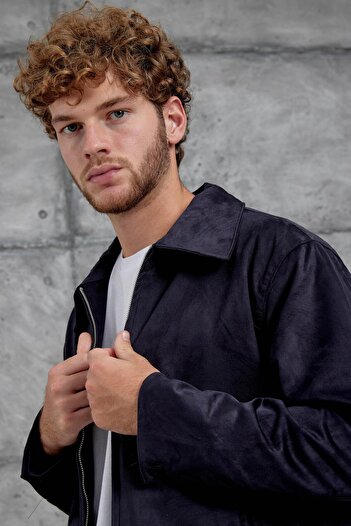 NOMARC Navy Blue Mrk Suede Seasonal Jacket