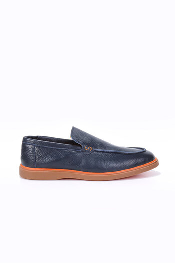 Vantaggio Ravello Navy Blue 100% Genuine Leather Men's Loafer Shoes