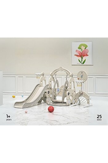 NOVOKIDS 6-in-1 Slide for Kids Wonder Plus Moon Slide with Swing, Soccer Goal, and Basketball Hoops