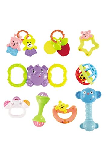 NOVOKIDS Set 4 Toys Rattles for Teething Baby Teethers, Multicolor